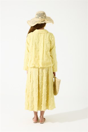 Adele Püsküllü Bomber Etek Takım - Sarı