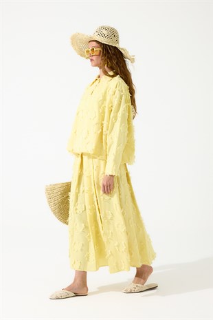 Adele Püsküllü Bomber Etek Takım - Sarı