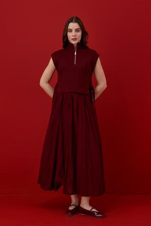 Adeline Bağcıklı Süveter- Bordo