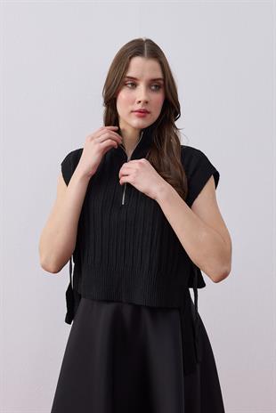 Adeline Bağcıklı Süveter- Siyah