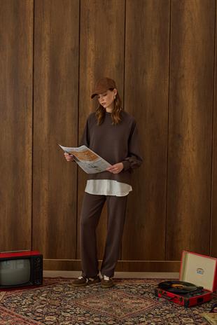 Agatha Garnili Modal Takım - Kahverengi 