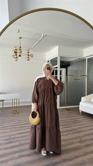 AHSEL MODAL VİSCON ELBİSE- ACI KAHVE