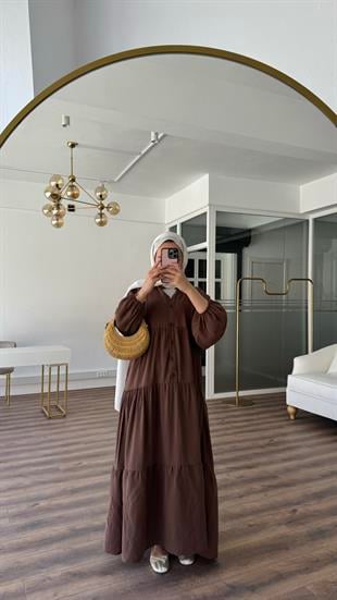 AHSEL MODAL VİSCON ELBİSE- ACI KAHVE