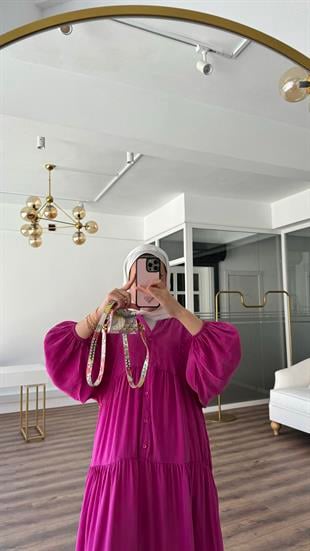 AHSEL MODAL VİSCON ELBİSE - MOR