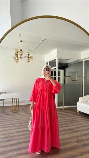 AHSEL MODAL VİSCON ELBİSE - PEMBE