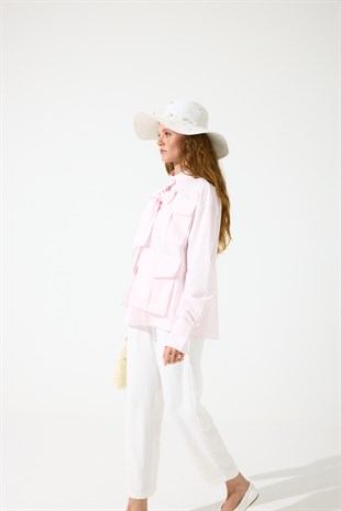 Alice Körük Cepli Fiyonklu Gömlek - Pembe