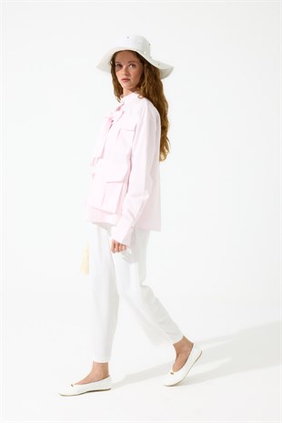 Alice Körük Cepli Fiyonklu Gömlek - Pembe