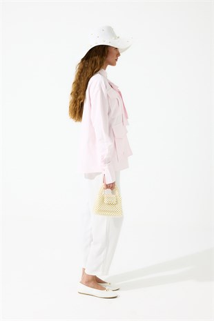 Alice Körük Cepli Fiyonklu Gömlek - Pembe