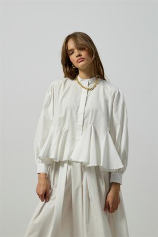 Alice Peplum Detaylı Drapeli Takım - Beyaz