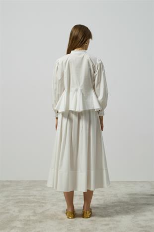Alice Peplum Detaylı Drapeli Takım - Beyaz
