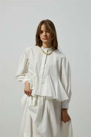 Alice Peplum Detaylı Drapeli Takım - Beyaz