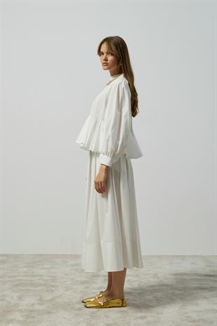 Alice Peplum Detaylı Drapeli Takım - Beyaz