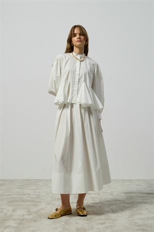 Alice Peplum Detaylı Drapeli Takım - Beyaz