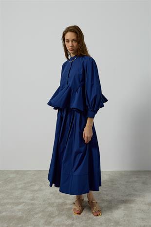 Alice Peplum Detaylı Drapeli Takım - Gece Mavi