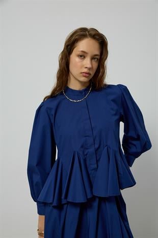 Alice Peplum Detaylı Drapeli Takım - Gece Mavi