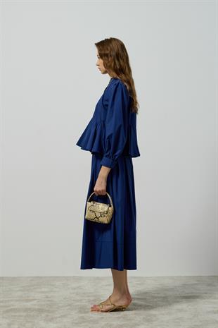 Alice Peplum Detaylı Drapeli Takım - Gece Mavi