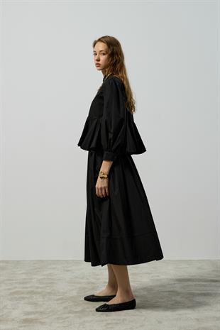 Alice Peplum Detaylı Drapeli Takım - Siyah