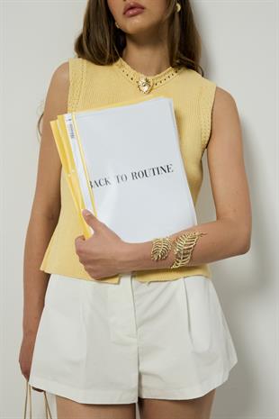 Alina Aksesuar Düğmeli Süveter - Sarı