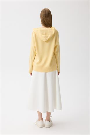 Alya Fermuarlı Kapüşonlu Hırka - Sarı 
