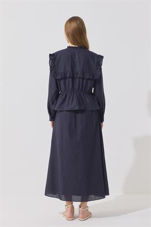 Amalfi Bağcıklı Geniş Yaka Vual Takım - Lacivert 