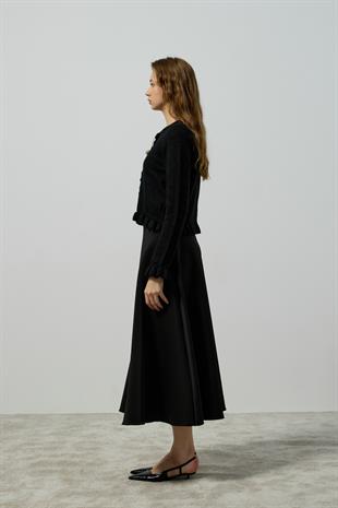 Amelia Fırfır Detaylı Hırka - Siyah