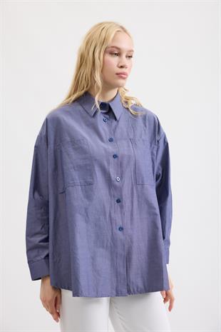 Amor Basic Gömlek - Kot mavi 