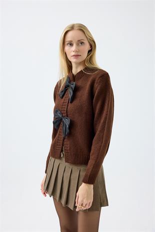 Angel Fiyonklu Hırka - Kahverengi 