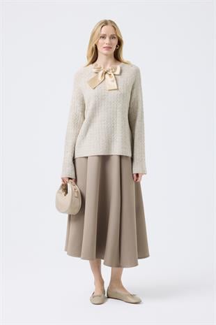 Angelina Fiyonklu Kazak - Bej