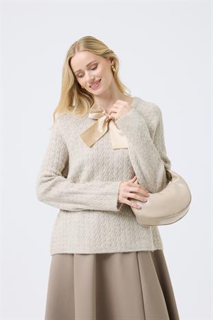 Angelina Fiyonklu Kazak - Bej