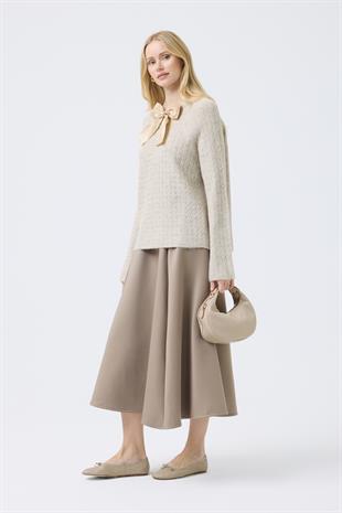 Angelina Fiyonklu Kazak - Bej