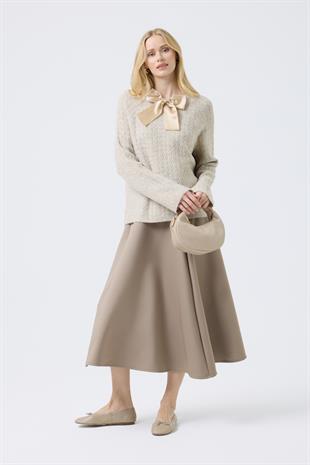 Angelina Fiyonklu Kazak - Bej