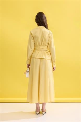Anna Bağlamalı Poplin Takım- Sarı