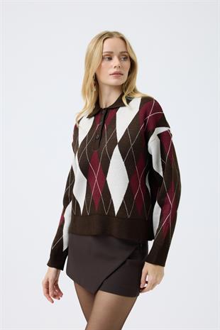 Bellatrix Polo Yaka Ekoseli Kazak