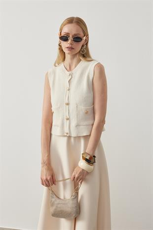 Ariel Skuba Kloş Etek - Ekru