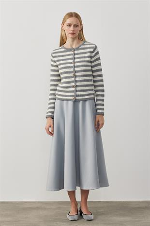 Arya Skuba Kloş Etek - Gri