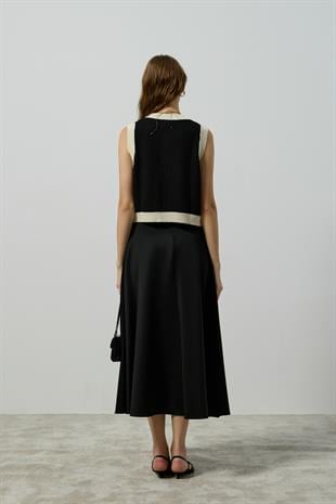 Arya Skuba Kloş Etek - Siyah