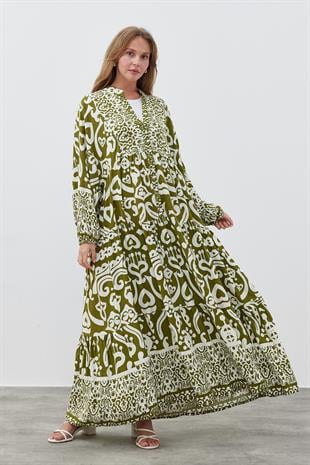 ASEL VİSCON ELBİSE - HAKİ 