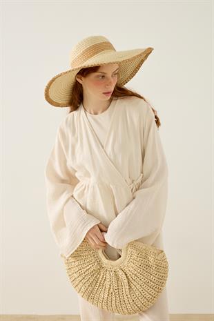 Asos Bağlamalı Müslin Takım - Krem