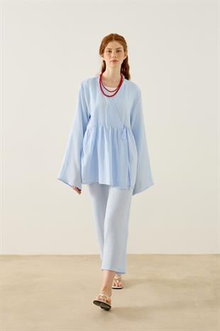 Asos Bağlamalı Müslin Takım - Mavi