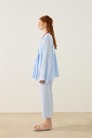 Asos Bağlamalı Müslin Takım - Mavi