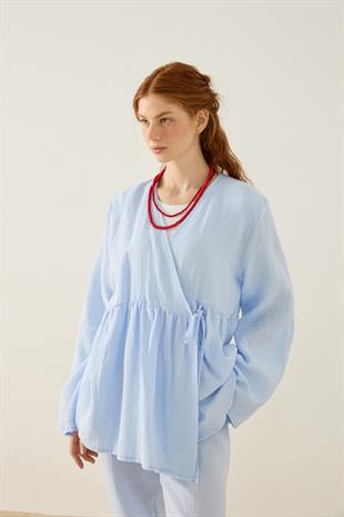 Asos Bağlamalı Müslin Takım - Mavi