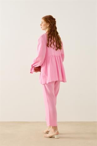Asos Bağlamalı Müslin Takım - Pembe