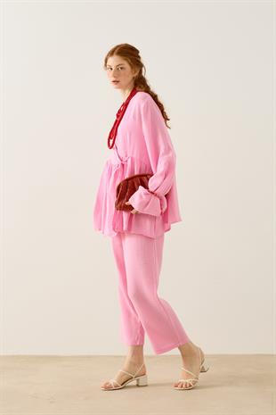 Asos Bağlamalı Müslin Takım - Pembe