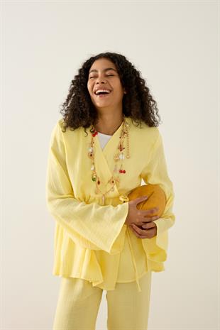 Asos Bağlamalı Müslin Takım - Sarı