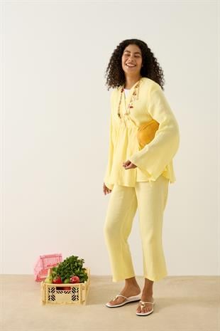 Asos Bağlamalı Müslin Takım - Sarı