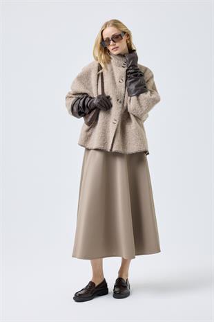 Athena Kırçıllı  Kaşe Ceket - Camel 