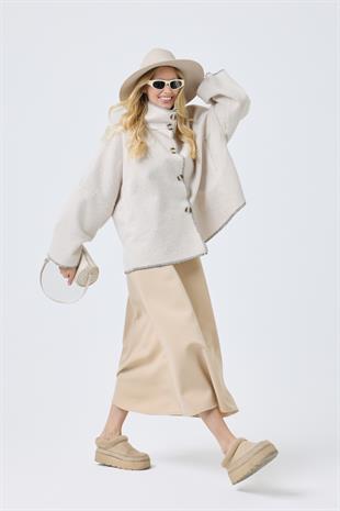 Athena Kırçıllı  Kaşe Ceket - Bej