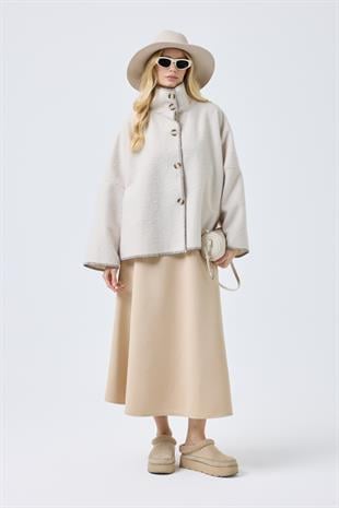 Athena Kırçıllı  Kaşe Ceket - Bej