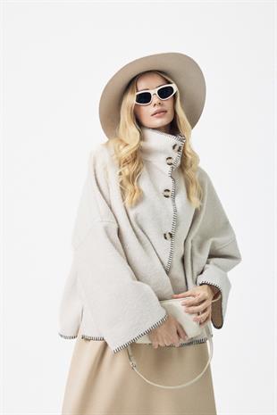 Athena Kırçıllı  Kaşe Ceket - Bej