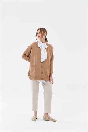 Ava Basic Hırka - Camel